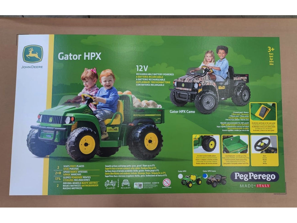 Trator elétrico para crianças John Deere Gator HPX  Camuflado 12V 2 Lugares