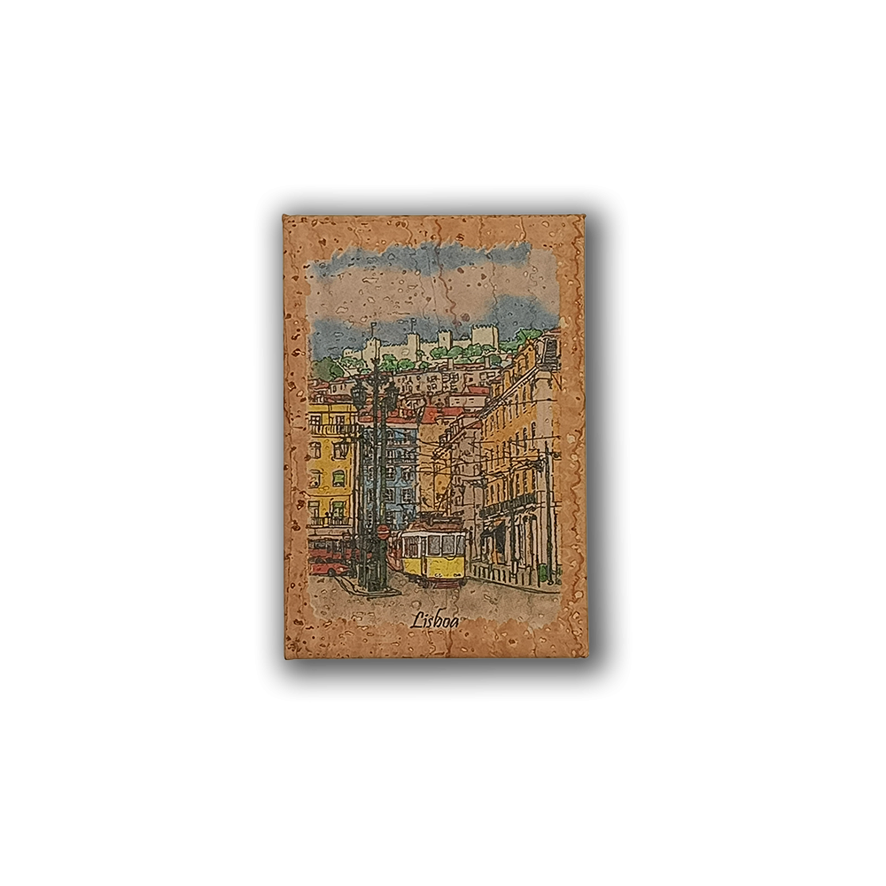 Paiting of Lisbons on Cork - Fridge Magnet