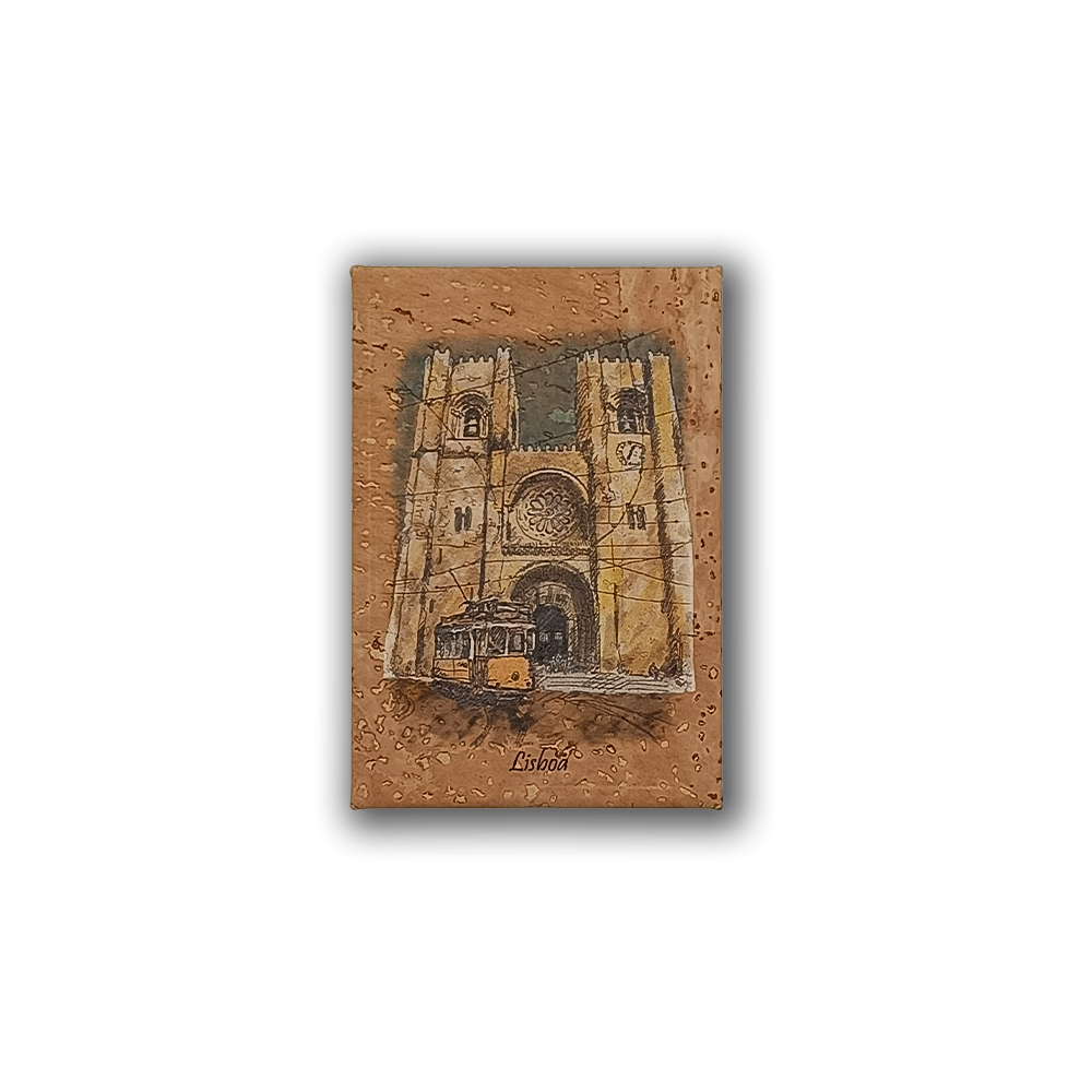 Lisbon Cathedral Painting on Cork - Fridge magnet