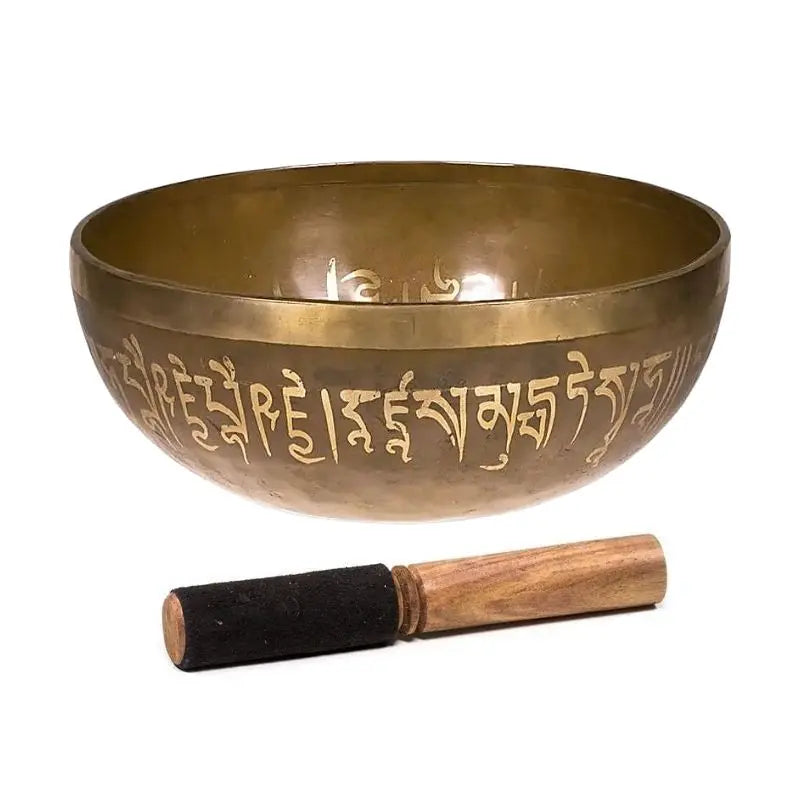 Taça tibetana Buda da medicina com batente em madeira