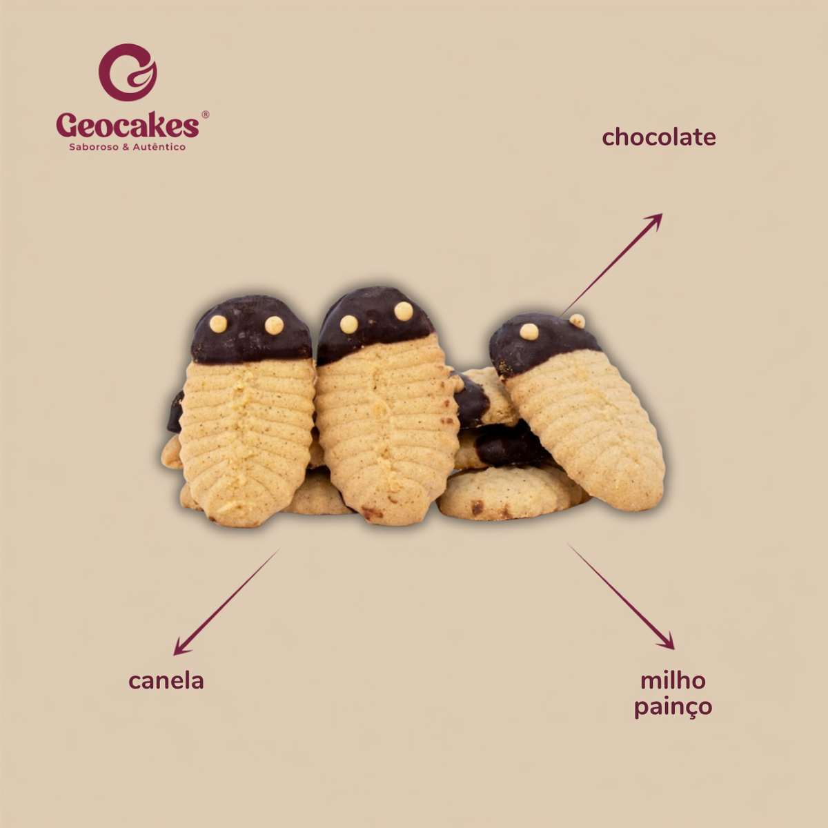Trilobites Biológicas - Biscoitos Geológicos Artesanais 190g