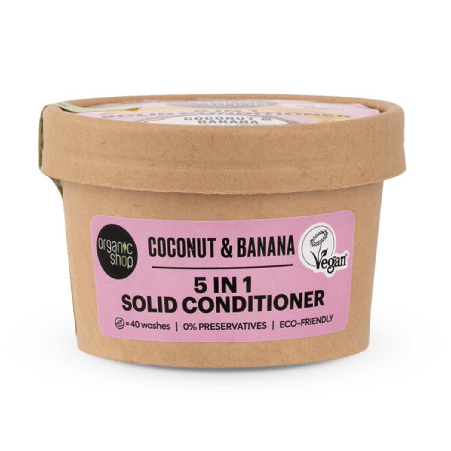 Organic Shop Coco e Banana Condicionador Sólido 5 em 1 – 60 G