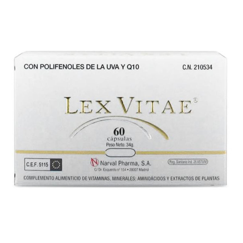 lex vitae q10 y polifenoles de uva complemento alimenticio de vitaminas 60un